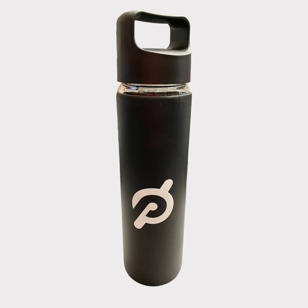 PELOTON Glass water bottle with silicone black wrap, 20 oz